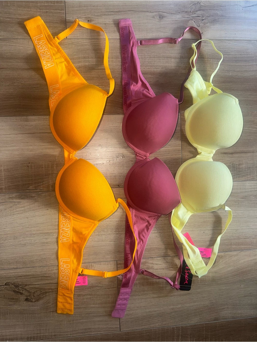 La SENZA Yellow, Pink & Orange Padded T-Shirt Bra Set
